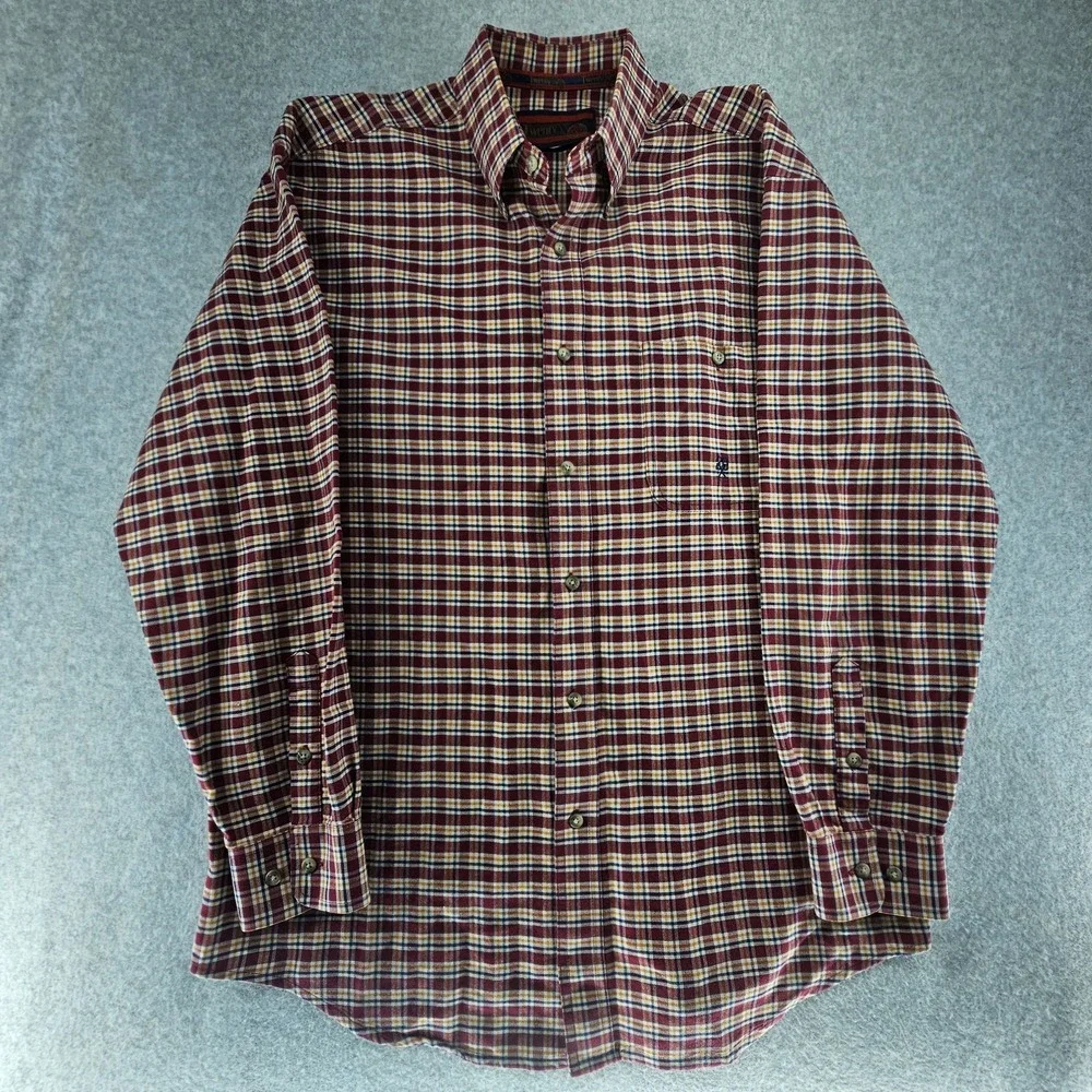 VTG Wrangler 20X Western Shirt Mens LARGE Plaid Flip Cuffs Pocket Long Sleeve‎